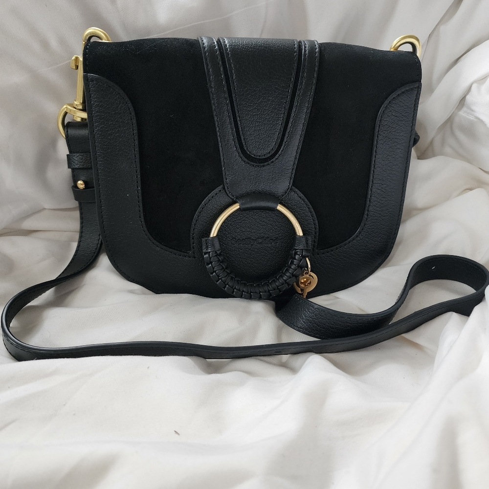 "See By Chloe" Elegant Black Leather Shoulder Bag